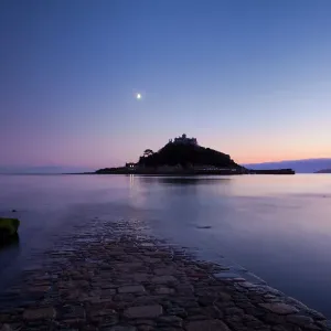 St Michaels Mount Print, Cornwall Causeway Scene at Dawn
