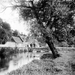 Bibury Village Print: A 1906 Photograph of the River and Arlington Row Bibury Village Print: A 1906 Photograph of the River and Arlington Row