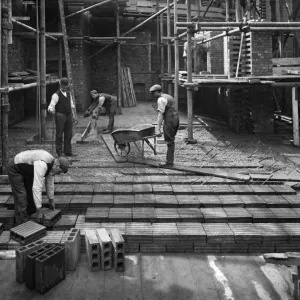 Laying a hollow pot floor, Lloyds Avenue, London Print Laying a hollow pot floor, Lloyds Avenue, London Print