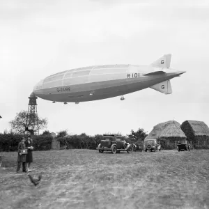 Print of R101 airship at Cardington, Bedfordshire in 1929 Print of R101 airship at Cardington, Bedfordshire in 1929