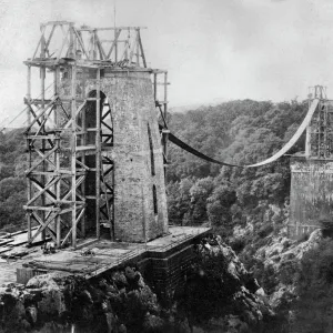 Print of Clifton Suspension Bridge under construction in November 1863 Print of Clifton Suspension Bridge under construction in November 1863