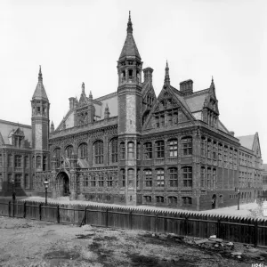 Print of Birmingham Law Courts exterior, 1891 Print of Birmingham Law Courts exterior, 1891