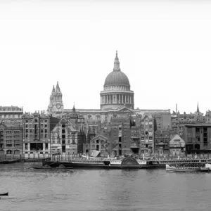 Print of St Paul's Cathedral from Bankside Print of St Paul's Cathedral from Bankside