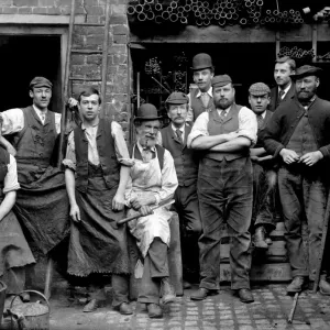 Print of Foundrymen at James Hews Ironmongers Yard