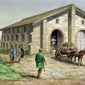 Housesteads Roman Fort Print: A Reconstruction of 2nd Century Granaries