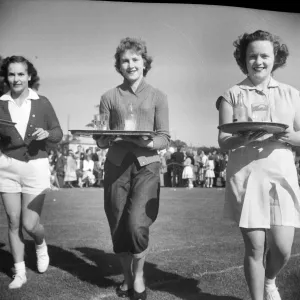 Print of Waitresses in Competition at Laing Sports Ground, Elstree Print of Waitresses in Competition at Laing Sports Ground, Elstree
