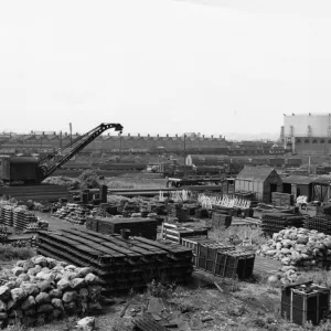 Construction of new crossings shop, 1956