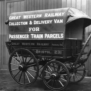 GWR Horse Drawn Passenger Train Parcels Van Print, 1900 GWR Horse Drawn Passenger Train Parcels Van Print, 1900