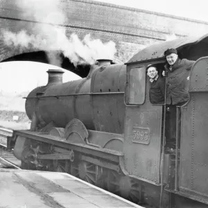 Locomotive No. 5993, Kirby Hall. With Driver Simms and Fireman Evans