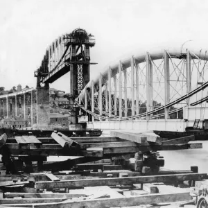 Print of Royal Albert Bridge under construction Print of Royal Albert Bridge under construction