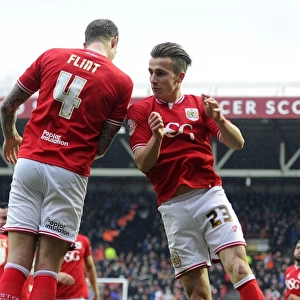 Aden Flint and Joe Bryan Celebrate First Goal: Bristol City vs Ipswich Town, 2016