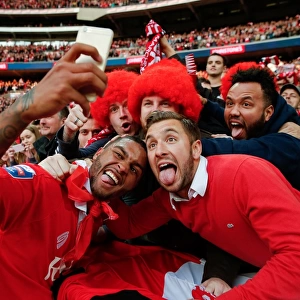 Bristol City Football Club Celebrates Johnstones Paint Trophy Win with Fans: Mark Little's Selfie Moment at Wembley Stadium