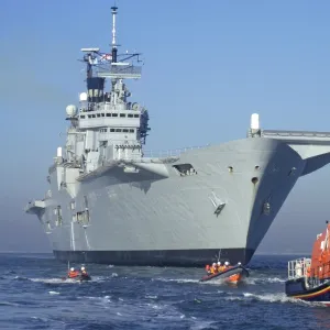 The Royal Navy flagship aircraft carrier HMS Ark Royal in Poole