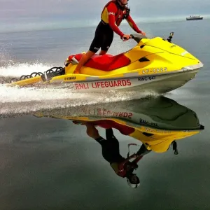 Tynemouth crew member and lifeguard Sam Nicholson onboard a rescue watercraft (RWC). Shortlisted finallist for Photographer of the Year 2012