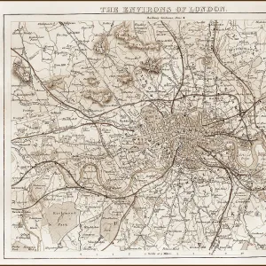 1840s Victorian Map Of Greater London Vintage