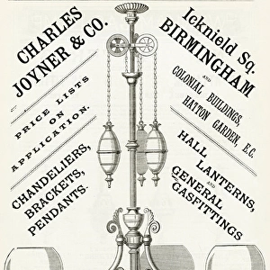 Advert for Charles Joyner & Co. lighting 1888