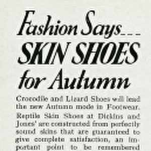 Advert for Dickins & Jones crocodile and lizard womens shoes