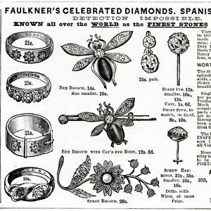 Advert for Faulkers novelty jewellery 1886