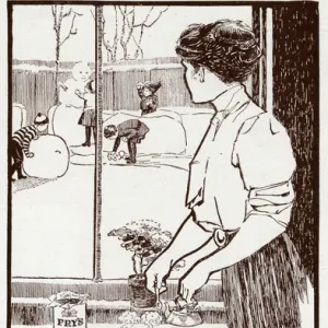 Advert for Frys Cocoa - Mother prepares drinks 1912