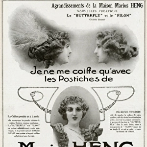 Advert for Marius Heng hairpieces 1912