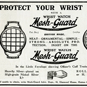 Advert for Mesh-Guard wristwatch 1918