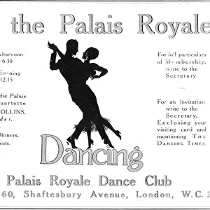 Advert for the Palais Royale Dance Club, London, 1919