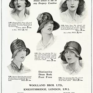 Advert for Woollands womens hats 1929