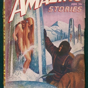 Amazing Stories Scifi magazine cover, Ice City of the Gorgon