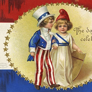 American 4th of July postcard. The day we celebrate