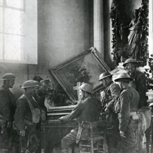 American troops in church, Exermont, France, WW1