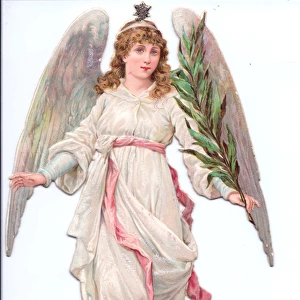 Angel with branch on a Victorian Christmas scrap