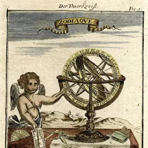 Armillary sphere with zodiac