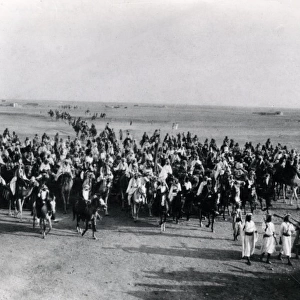Army of Emir Faisal entering Zenbr, Palestine, WW1
