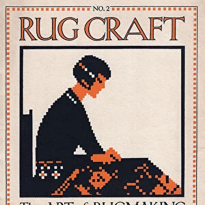 Art deco illustration of a woman making a rug with wools Date: 1920s
