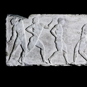 Base of a funerary kouros with six athletes