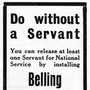 Belling electric fires advertisement, WW1