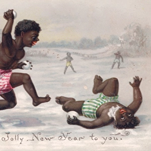 Two black boys on a New Year card