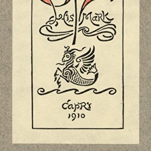 Two bookplates owned by artist Elihu Vedder