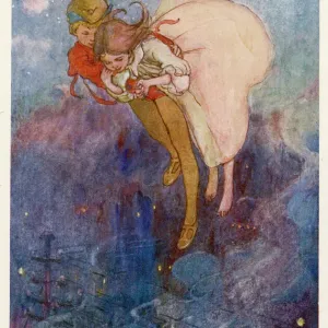 Peter Pan and Wendy Print: Flying Over the City Peter Pan and Wendy Print: Flying Over the City