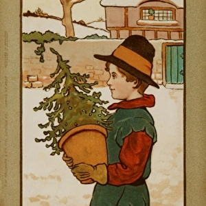 Boy with Christmas Tree by Ethel Parkinson