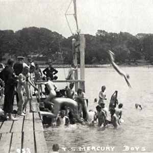 Boys Swimming, Training Ship Mercury, River Hamble, Hants