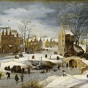 Breugel, Pieter II, The Younger. Winter Scene with Ice Skaters