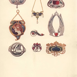 British art nouveau brooches and pendants in