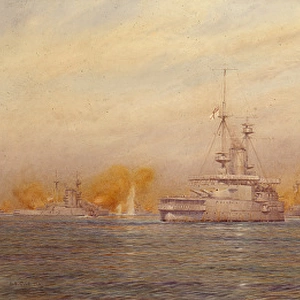 British ships in action, Dardanelles, Turkey, WW1