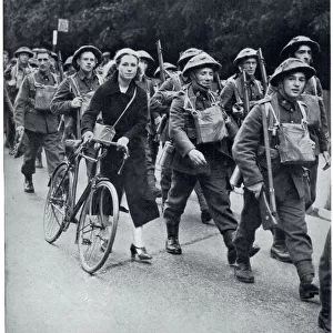 British soldiers marching in full uniforms, September 1939