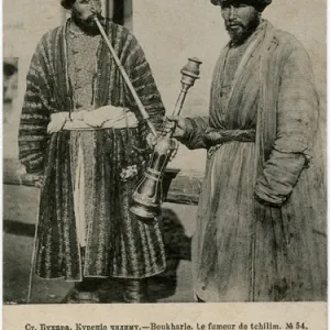 Bukhara, Uzbekistan - Smoking a chillim pipe