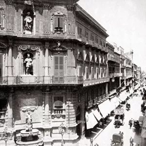 c. 1880s Piazza Vigliena, Palermo, Italy