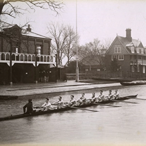 Cambridge rowing crew on the River Cam, 1911
