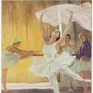 Camille Bos, ballet dancer, rehearsing La Grisi