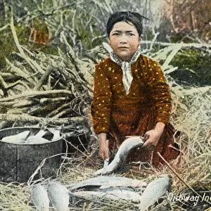 Canada - Ojibwa Girl cleaning the catch
